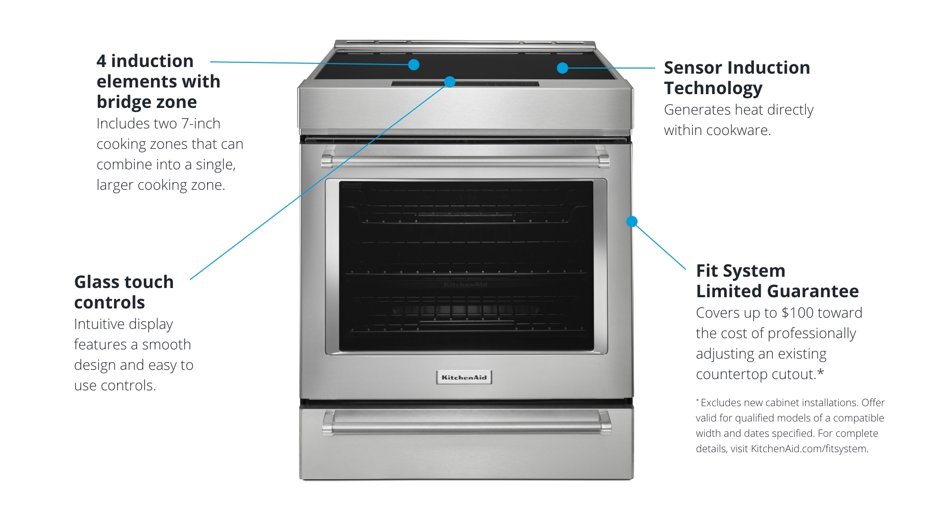 Product Showcase KitchenAid 30 Inch 4 Element Induction Slide In   D Kad I Sir Features 01 