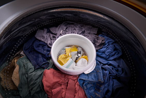 Clothes within the washer